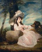 Sir Joshua Reynolds Portrait of Miss Anna Ward with Her Dog oil painting artist
